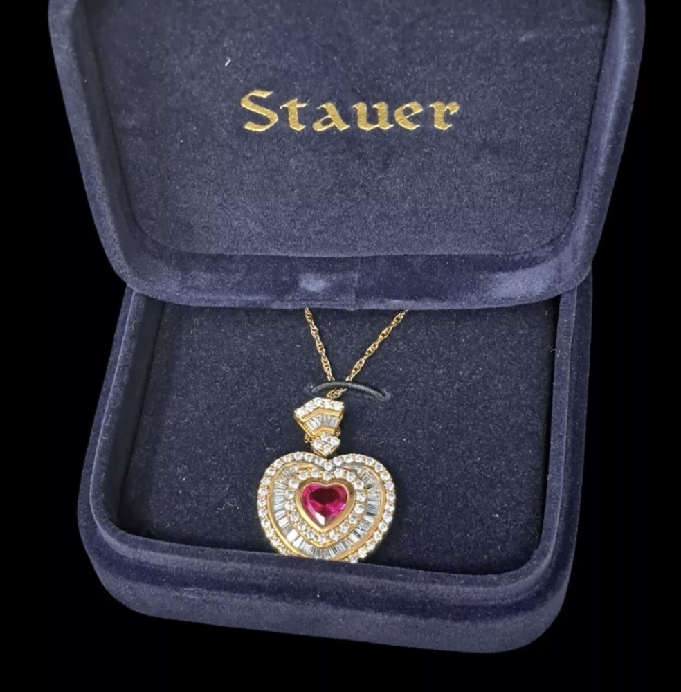Stauer Cupid Heart  Pendant & Chain Set 14k Gold Plate Over Sterling